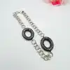 bracelet argent pendentifs ovales ornés de pierres noirs argent 925 millième (22 ct) 11,15g