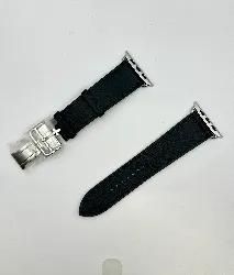 bracelet hermès d'apple watch en cuir noir avec boucle déployante