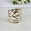 bracelet / manchette motif feuille martelée en acier doré