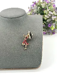 broches en émail fille avec parapluie