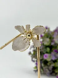 broches en forme d'fleur email en métal doré