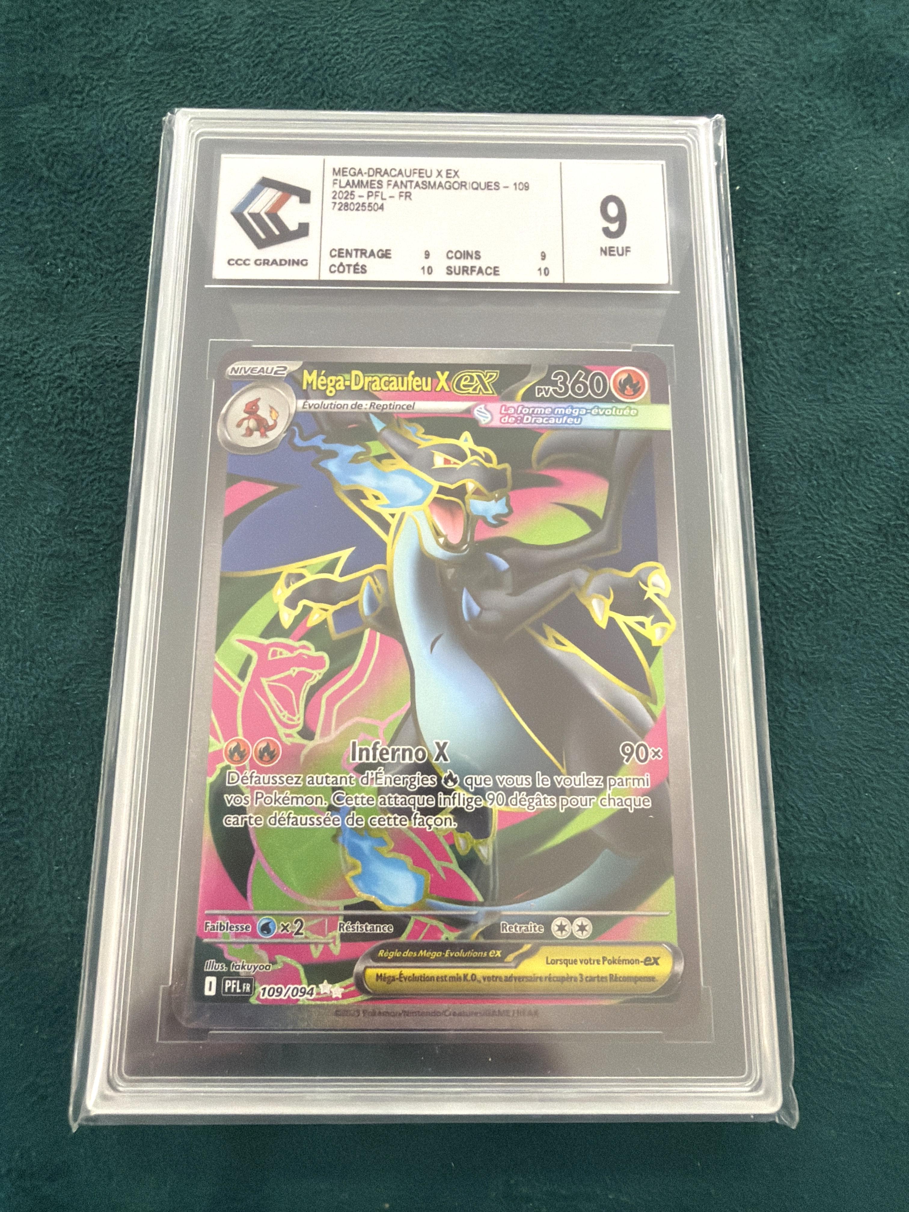 Carte Pokémon Méga-Dracaufeu X Ex 109/094 CCC 9 Flammes Fantasmagoriques