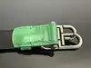 ceinture balenciaga en cuir embossé crocodile vert avec logo bb argenté vieilli taille 70