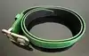 ceinture balenciaga en cuir embossé crocodile vert avec logo bb argenté vieilli taille 70