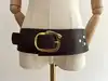 ceinture large gucci en cuir marron et boucle en laiton doré vieilli taille 85/34 réf. 201799