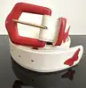 ceinture yves saint laurent en cuir blanc et papillons taille 85/34 référence 8966