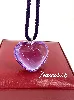 collier baccarat avec pendentif coeur cristal et cordon violet, fermoir en argent argent 925 millième (22 ct) 22,54g