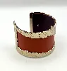 manchette/ bracelet les georgettes caîman en cuir reversible orange et plum et métal doré