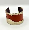 manchette/ bracelet les georgettes caîman en cuir reversible orange et plum et métal doré
