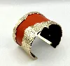 manchette/ bracelet les georgettes caîman en cuir reversible orange et plum et métal doré