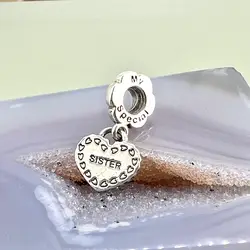 pandora charm pendant coeur mon spécial soeur argent 925 millième (22 ct) 3,34 g