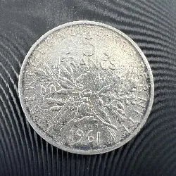 pièce 5 francs semeuse 1961 argent 835 millième 11,91g