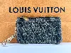porte monnaie louis vuitton en denim gris et la doublure en cuir jaune