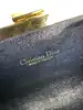 porte-monnaie/pochette vintage christian dior en toile jacquard beige et cuir bleu marine
