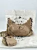 sac à chaîne prada re-édition 2005 en toile beige avec bandoulière et porte monnaie