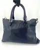 sac à main versace collection en cuir grainé souple bleu marine avec bandoulière réglable et amovible