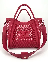 sac cabas max mara plastique rouge avec bandoulière en cuir