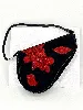 sac christian dior mini saddle vintage édition limitée 0405 en satin noir et broderies fleurs rouges