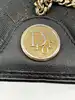 sac dior vintage en toile noir à motif nid d'abeille