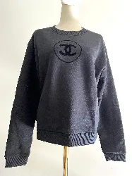 sweat chanel logo cc en molleton de coton noir