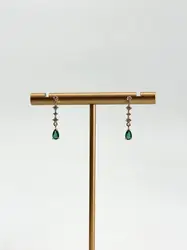 23064950 boucles d'oreilles ligne d'oxydes blancs et vert