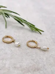 26618014 boucles d'oreilles créoles avec perles synthétiques oxydes
