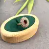 31582 bague marguerite pavée d'oxydes rouges et blancs