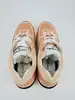baskets chanel en tisssu et cuir de veau velours orange clair