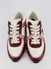 baskets chanel logo cc en cuir de veau bordeaux, blanc et rose