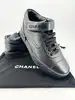 baskets chanel logo cc en cuir noir