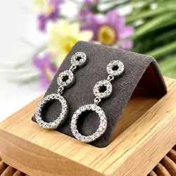 boucles d'oreilles cercles ornés de strass argent 925 millième (22 ct) 5,87g