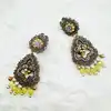 boucles d'oreilles clips gas bijoux perles vertes et strass roses