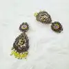 boucles d'oreilles clips gas bijoux perles vertes et strass roses