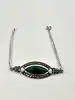 bracelet orné d'une pierre verte et de marcassites argent 925 millième (22 ct) 7,72g