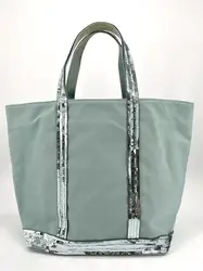 cabas vanessa bruno en toile et paillettes taille m couleur vert menthe