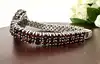 montre bracelet vintage en argent et grenats naturels, cadran nacre, mouvement quartz  argent 925 millième (22 ct) 44,91g