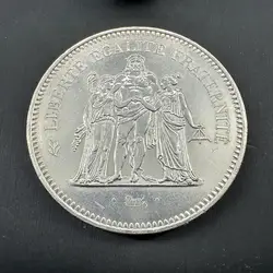 pièce 50 francs hercule 1977 argent 900 millième 30g