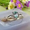 bague en argent pierre bleu ovale et oxydes de zirconium argent 925 millième (22 ct) 2,32g