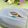 bague ornée f'une pierre bleu argent 800 millième (19 ct) 1,12g