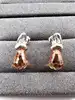 boucles d'oreilles en argent ornées de cristaux facettés de couleur champagne argent 925 millième (22 ct) 5,08g