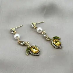 boucles d'oreilles pendantes à motif citron
