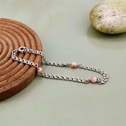 bracelet en argent et et orné de peties corail rose argent autre 3,56 g