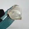 bracelet lalique accroche coeur en cuir turquoise et cristal satiné