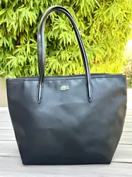 cabas lacoste zippé en toile noire