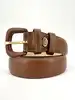 ceinture longchamp en cuir grainé marron taille80 réglable avec détails métalliques dorés