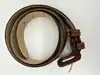 ceinture longchamp en cuir grainé marron taille80 réglable avec détails métalliques dorés
