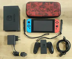 console nintendo switch rouge fluorescent/ bleu neon