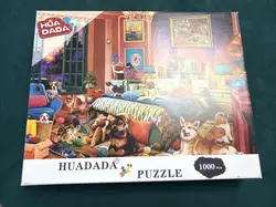huadada mischievous pets 1000 piece jigsaw puzzle cats dogs bedroom meyhem used