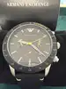montre emporio armani en cuir noir