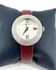 montre femme mauboussin l'heure du premier jour rayonnant mouvement à quartz, bracelet jonc en cuir bordeaux
